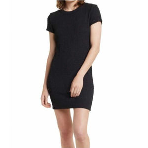 Elodie Black Textured Stretch Short Sleeve Dress Size XL